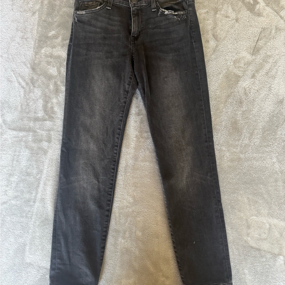 Flying Monkey Platinum Jeans Women 27 Blk Skinny Lt Distressed Mid Rise Y3156-E